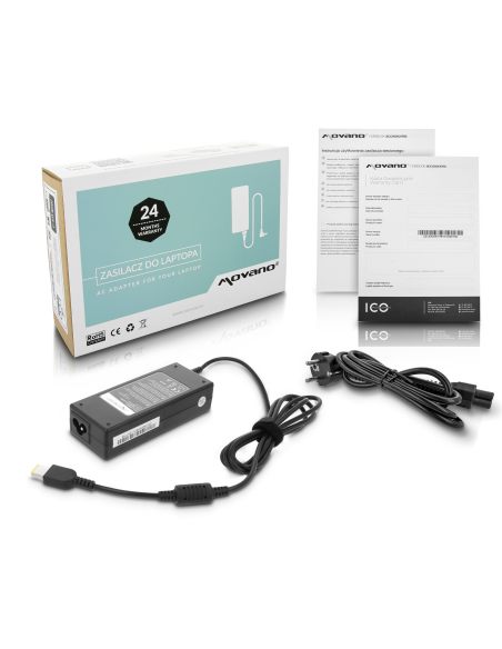 Zasilacz Movano 20v 4.5a (prostokątny 11.0x4.5 pin - Yoga) 90W do Lenovo