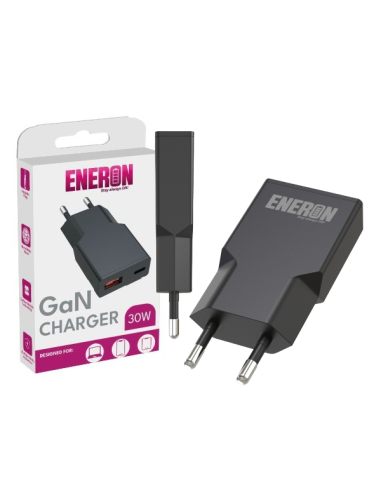 Ładowarka GaN 30W 1xUSB-C 1xUSB-A Czarna