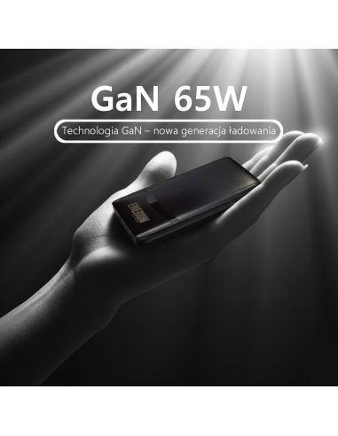 Ładowarka GaN 65W 1xUSB-C 1xUSB-A Biała