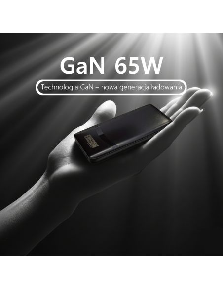 Ładowarka GaN Technology TRAVEL 65W SLIM USB-C USB-A biała