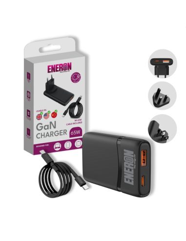 Ładowarka GaN 65W 1xUSB-C 1xUSB-A Czarna