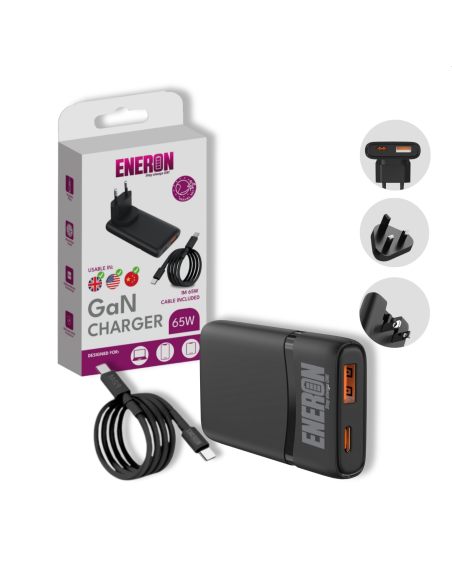 Ładowarka GaN Technology TRAVEL 65W SLIM USB-C USB-A Czarna