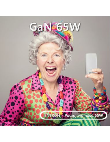 Ładowarka GaN 65W 1xUSB-C 1xUSB-A Biała