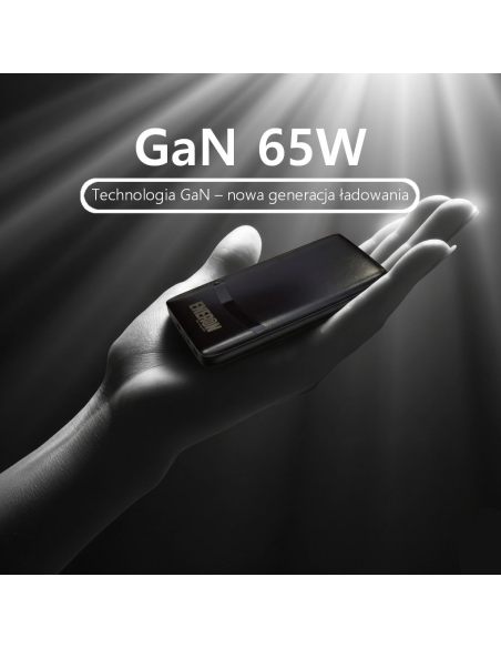 Ładowarka GaN Technology TRAVEL 65W SLIM USB-C USB-A Czarna