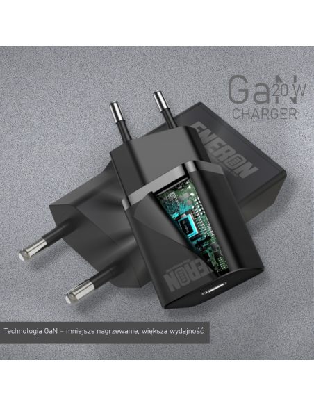 Ładowarka GaN Technology 20W USB-C Czarna