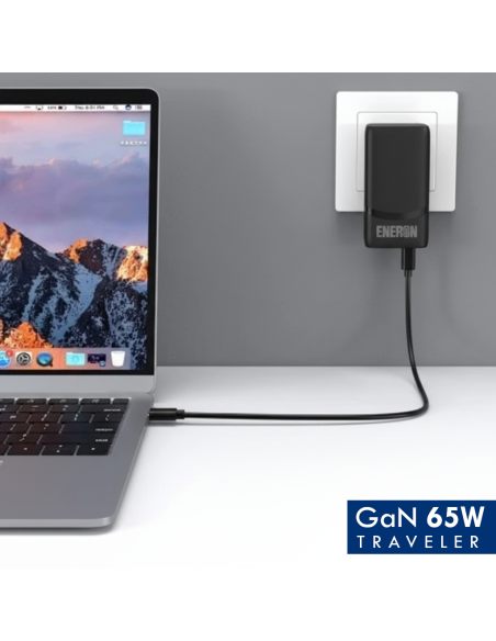 Ładowarka GaN 65W 1xUSB-C 1xUSB-A Czarna