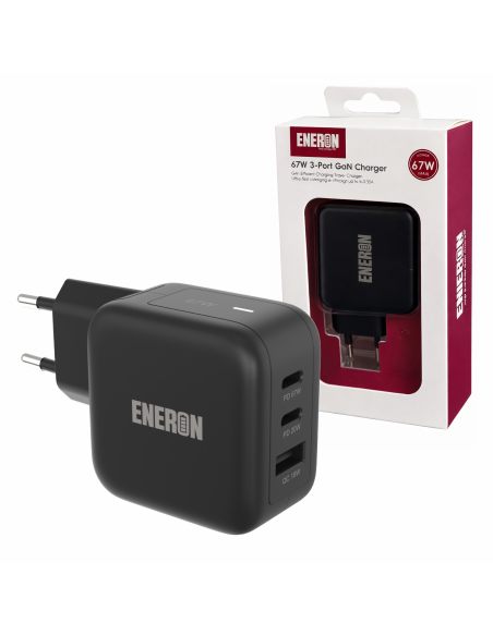 Ładowarka GaN 67W SuperFast 2xUSB-C 1xUSB-A Czarna