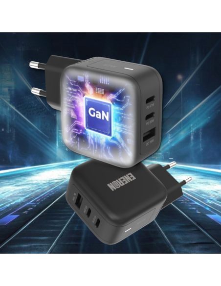 Ładowarka GaN 67W SuperFast 2xUSB-C 1xUSB-A Czarna