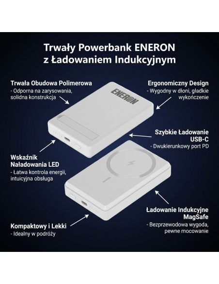 Powerbank 20W 10000mAh wireless/magnet biały