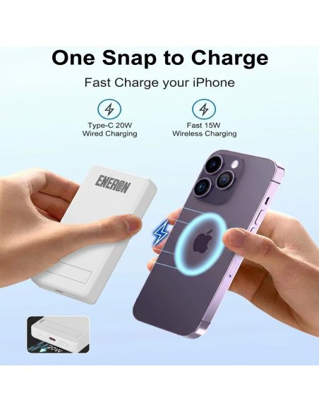 Powerbank 20W 10000mAh wireless/magnet biały