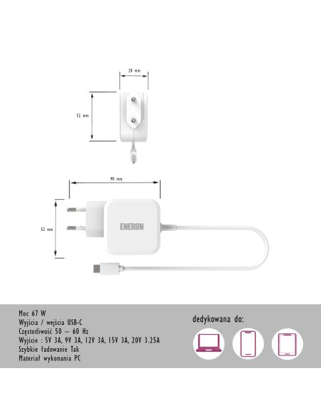 Eneron 67W WALL GaN CHARGER - white