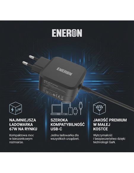 Eneron 67W WALL GaN CHARGER - BLACK
