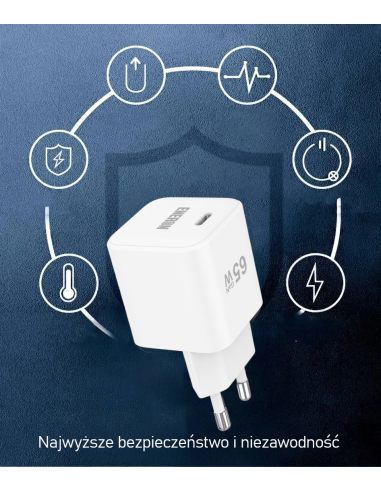 Ładowarka GaN 65W PowerCube Biała ubs-c
