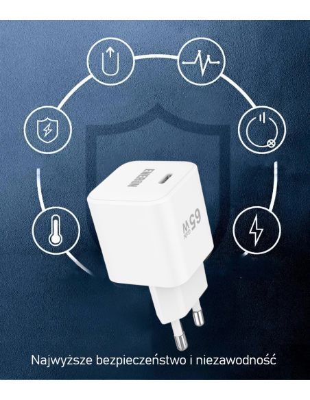 Ładowarka GaN 65W Mini Power Cube Biała UBS-C