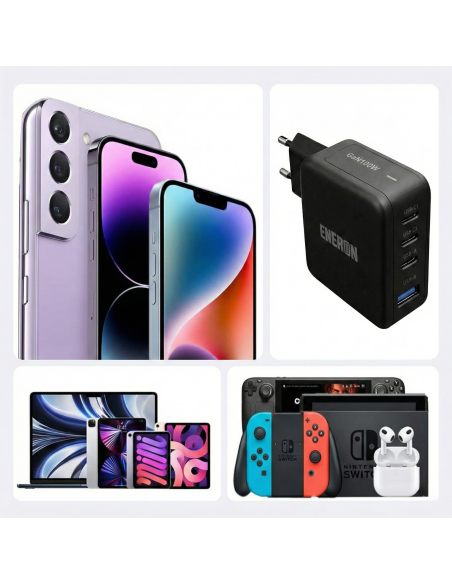Ładowarka GaN Technology 100W 3xUSB-C USB-A czarna