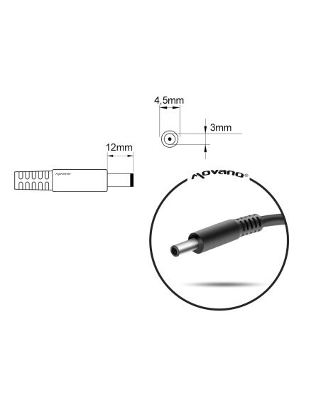 Zasilacz Movano 19.5v 4.62a (4.5x3.0 pin) 90W do Dell