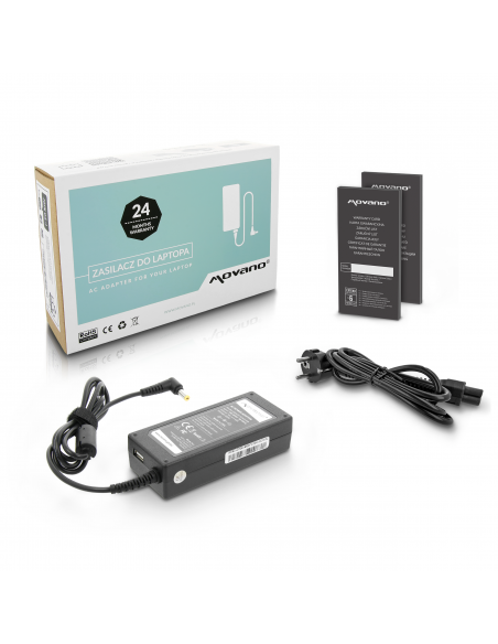 Zasilacz Movano 19v 3.42a (5.5x1.7) 65W z wyjsciem USB - Acer, Packard Bell