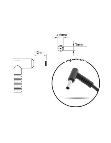 Zasilacz Movano 19.5v 2.31a (4.5x3.0 pin) 45W do HP