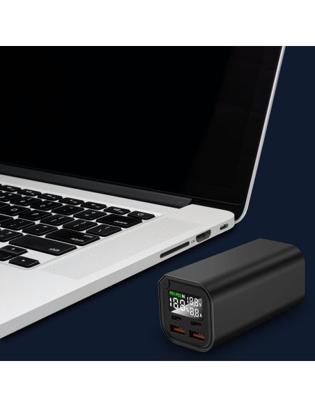 Powerbank SZYBKIE ŁADOWANIE 20000mAh 4x USB/USB-C MOCNY 100W do LAPTOPA/TELEFONU - czarny