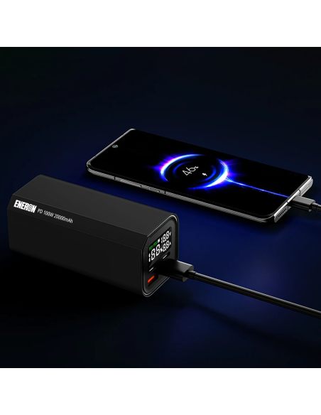 Powerbank SZYBKIE ŁADOWANIE 20000mAh 4x USB/USB-C MOCNY 100W do LAPTOPA/TELEFONU - czarny