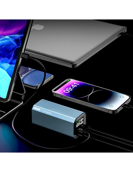 Powerbank SCHNELLLADEN 20000 mAh 4x USB/USB-C LEISTUNGSSTARK 100 W für LAPTOP/TELEFON – blau