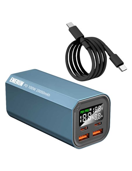 Powerbank SCHNELLLADEN 20000 mAh 4x USB/USB-C LEISTUNGSSTARK 100 W für LAPTOP/TELEFON – blau