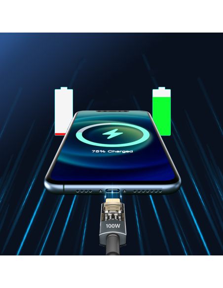Kabel USB-C / USB-C 100W - SZYBKI - 2M oplot