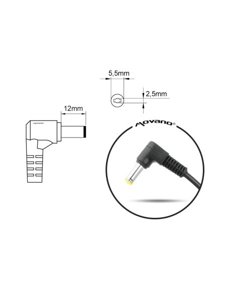 Zasilacz Movano 19v 4.74a (5.5x2.5) 90W z wyjściem USB - Asus, Toshiba, MSI, itd